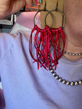 Load image into Gallery viewer, 10 options Deer Skin Leather Hoop Earrings – 6.5" – Final Edition – USA Made