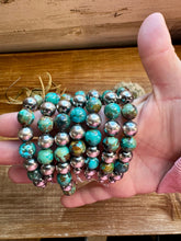 Load image into Gallery viewer, 10 mm Sterling Silver Pearls bracelet and turquoise