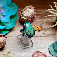 Load image into Gallery viewer, MJ Freeform Green Turquoise Adjustable Sterling Silver Ring