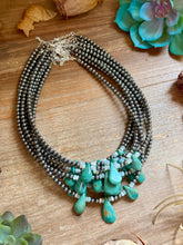 Load image into Gallery viewer, Turquoise Teardrop &amp; Freshwater Pearl Necklace