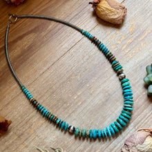 Load image into Gallery viewer, Tri-Color Graduated Turquoise Necklace 22 inch