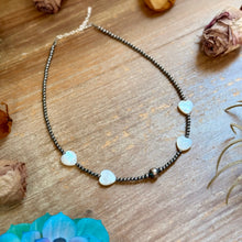 Load image into Gallery viewer, White Shell Heart &amp; Sterling Silver Pearl Necklace - 15 inch