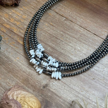 Load image into Gallery viewer, White Buffalo Nugget &amp; Sterling Silver Torpedo Necklace