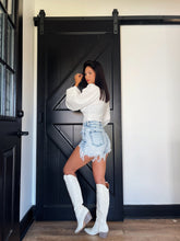 Load image into Gallery viewer, Lindsey Asymmetrical Distressed Shorts - Acid Light wash