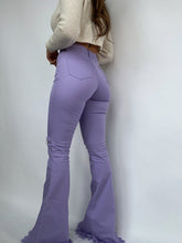 Load image into Gallery viewer, Farrah Distressed High Waisted Flares - Lavender