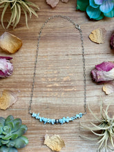 Load image into Gallery viewer, 16” Larimar Chip Necklace – Sterling Silver &amp; Paperclip Chain