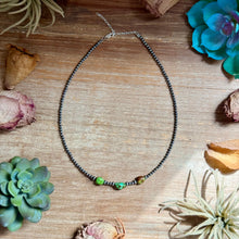Load image into Gallery viewer, 3mm Sterling Silver Pearl &amp; Sonoran Gold Turquoise Necklace