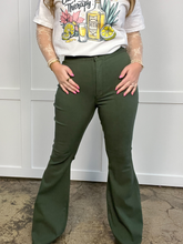 Load image into Gallery viewer, Fiona High Waisted Bell Bottom Flare Jeans - Olive
