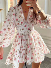 Load image into Gallery viewer, PREORDER: Sarina Lace Detail V-Neck Balloon Sleeve Dress