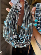 Load image into Gallery viewer, Golden Hill Turquoise &amp; Sterling Silver Pearl Necklace – 16" + Extender