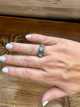 Load image into Gallery viewer, Band Ring - Size 7 - Pink Dahlia &amp; sterling silver