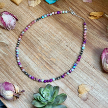 Load image into Gallery viewer, Purple Variscite &amp; Sterling Pearl Necklace 18.25”