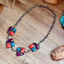 Load image into Gallery viewer, One-of-a-Kind Turquoise &amp; Spiny Oyster Three-Charm Choker