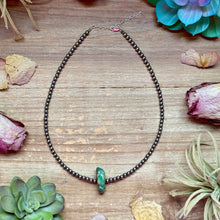 Load image into Gallery viewer, 16” Green &amp; Brown Turquoise Necklace – Sterling Silver