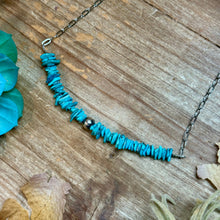 Load image into Gallery viewer, 15” Turquoise Chip Paperclip Necklace – Sterling Silver Accent