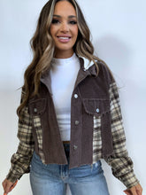 Load image into Gallery viewer, Fall Leaves Plaid Cropped Shacket