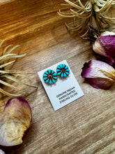 Load image into Gallery viewer, Blue Magnesite Turquoise &amp; Red Cluster Stud Earrings