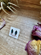 Load image into Gallery viewer, Mini Inlay Earrings – Kingman Turquoise – Sterling Silver – Zuni Made
