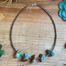 Load image into Gallery viewer, Chunky Green Turquoise Nugget Necklace – 19" Plus Extender