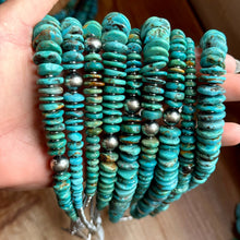 Load image into Gallery viewer, Turquoise Graduated Necklace with Hematite &amp; Sterling Silver Accents – 23”