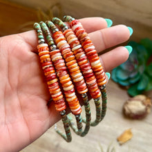 Load image into Gallery viewer, Green Turquoise &amp; Orange Spiny Oyster Fall Necklace