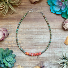 Load image into Gallery viewer, Green Turquoise &amp; Orange Spiny Oyster Fall Necklace
