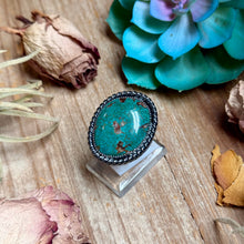 Load image into Gallery viewer, MJ Dark Turquoise Adjustable Sterling Silver Ring