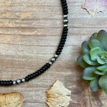 Load image into Gallery viewer, Black Onyx &amp; Sterling Pearl Necklace 16.5”