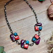 Load image into Gallery viewer, One-of-a-Kind Turquoise &amp; Spiny Oyster Three-Charm Choker