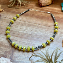 Load image into Gallery viewer, Faceted Lemon Jade &amp; Sterling Silver Pearl Necklace