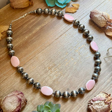 Load image into Gallery viewer, Pink Conch Oval &amp; Sterling Silver Pearl Necklace