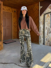 Load image into Gallery viewer, Fiona High Waisted Bell Bottom Flare Jeans - Moss Brown Camo
