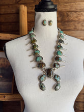 Load image into Gallery viewer, The Sonoran Gold Squash Blossom Necklace with Earrings