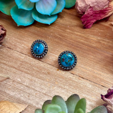Load image into Gallery viewer, MJ Round Turquoise Stud Earrings