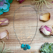 Load image into Gallery viewer, 15” Turquoise Teardrop Chain Necklace – Silver Plated Paperclip