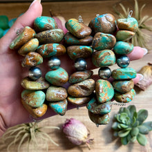 Load image into Gallery viewer, 16” Chunky Turquoise Paperclip Necklace – Sterling Silver Center