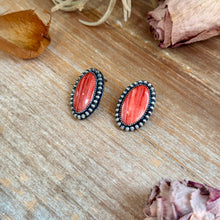 Load image into Gallery viewer, Red Spiny Oyster Beaded Border Stud Earrings – Option 2