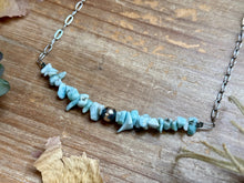 Load image into Gallery viewer, 16” Larimar Chip Necklace – Sterling Silver &amp; Paperclip Chain