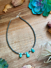 Load image into Gallery viewer, Turquoise Teardrop &amp; Freshwater Pearl Necklace