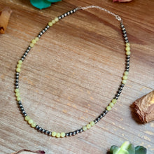 Load image into Gallery viewer, 18-Inch Lemon Jade &amp; Sterling Silver Pearl Necklace