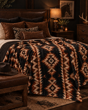 Load image into Gallery viewer, The Mesa Noir Western Plush Blanket