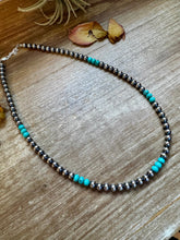 Load image into Gallery viewer, Sterling Silver Pearl &amp; Blue Turquoise Necklace – 19"
