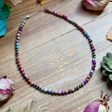 Load image into Gallery viewer, Purple Variscite &amp; Sterling Pearl Necklace 18.25”