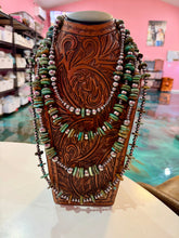 Load image into Gallery viewer, Jaci Stack – Green Turquoise &amp; Sterling Silver Pearl Necklaces
