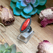 Load image into Gallery viewer, MJ Red Spiny Ring – Sterling Silver