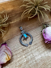 Load image into Gallery viewer, Naja Pendant with Golden Hill Turquoise – Sterling Silver – Native Made by KB – Fits 8mm