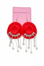 Load image into Gallery viewer, Rhinestone Rodeo Cowgirl Hat Earrings