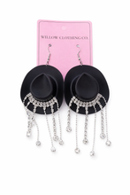 Load image into Gallery viewer, Rhinestone Rodeo Cowgirl Hat Earrings