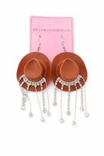 Load image into Gallery viewer, Rhinestone Rodeo Cowgirl Hat Earrings