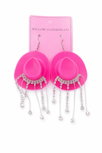 Load image into Gallery viewer, Rhinestone Rodeo Cowgirl Hat Earrings